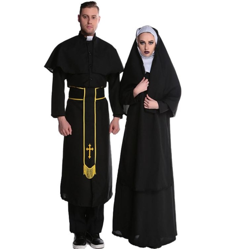 Halloween jelmez felnőtt Jézus Krisztus férfi misszionárius papi ruha Maria pap apáca Robes cosplay jelmez