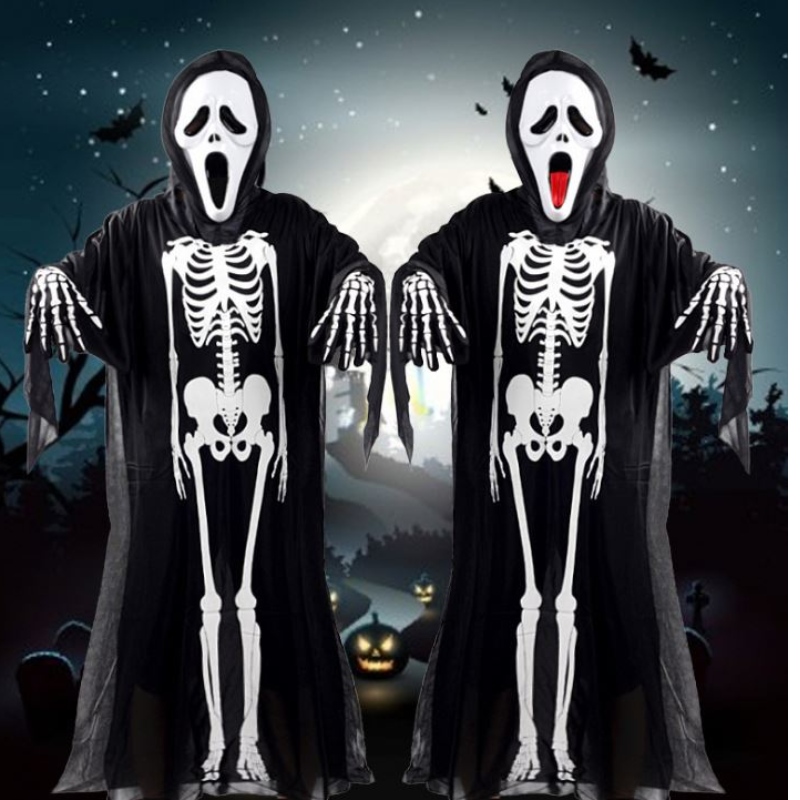 Party ünnepség Masquerade cosplay Halloween jelmez szellem ruhák Az emberek csontváz ruha koponyaruhák