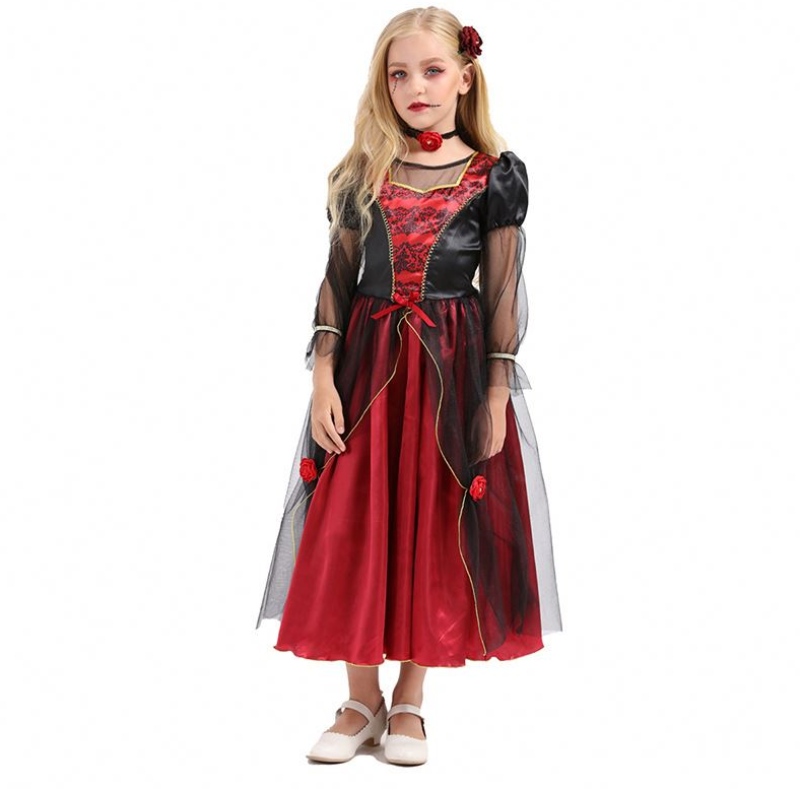 2022 Minőségi Halloween jelmez gyerekek vámpír lány cosplay jelmez 10-12y HCVM-001