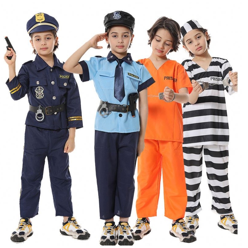 Halloween öltözködési rendőr úgy tesz, mintha játszik gyerekek rendőrségi jelmez fiúknak HCBC-005