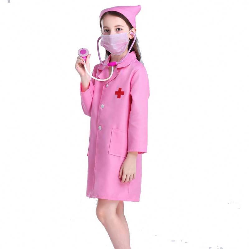 Gyerek orvosnővér egyenruhás cosplay fiú lány fehér rózsaszín gyerekeknővér jelmez HCBC-011