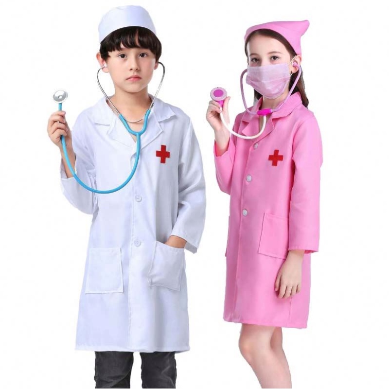 Gyerek orvosnővér egyenruhás cosplay fiú lány fehér rózsaszín gyerekeknővér jelmez HCBC-011
