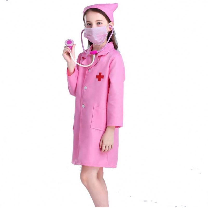 Gyerek orvosnővér egyenruhás cosplay fiú lány fehér rózsaszín gyerekeknővér jelmez HCBC-011