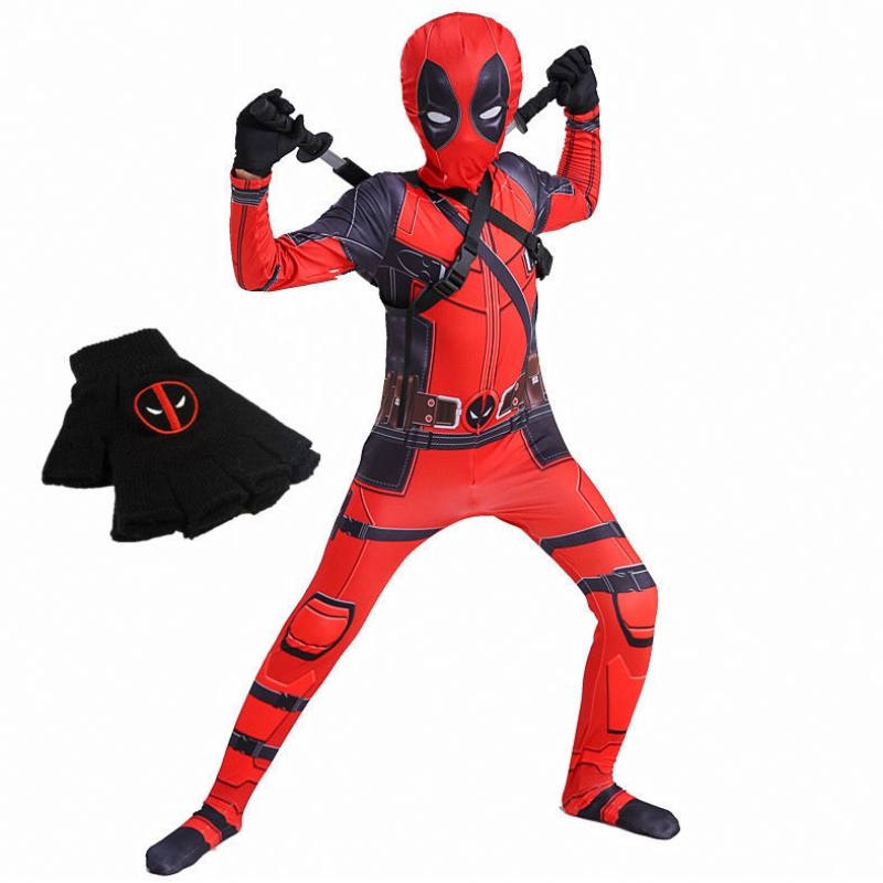 4-12y Boy Deadpoo jelmezű gyerekek cosplay szuperhős jelmezek maszk öltöny jumpsuit Halloween Party jelmez Carnival Show