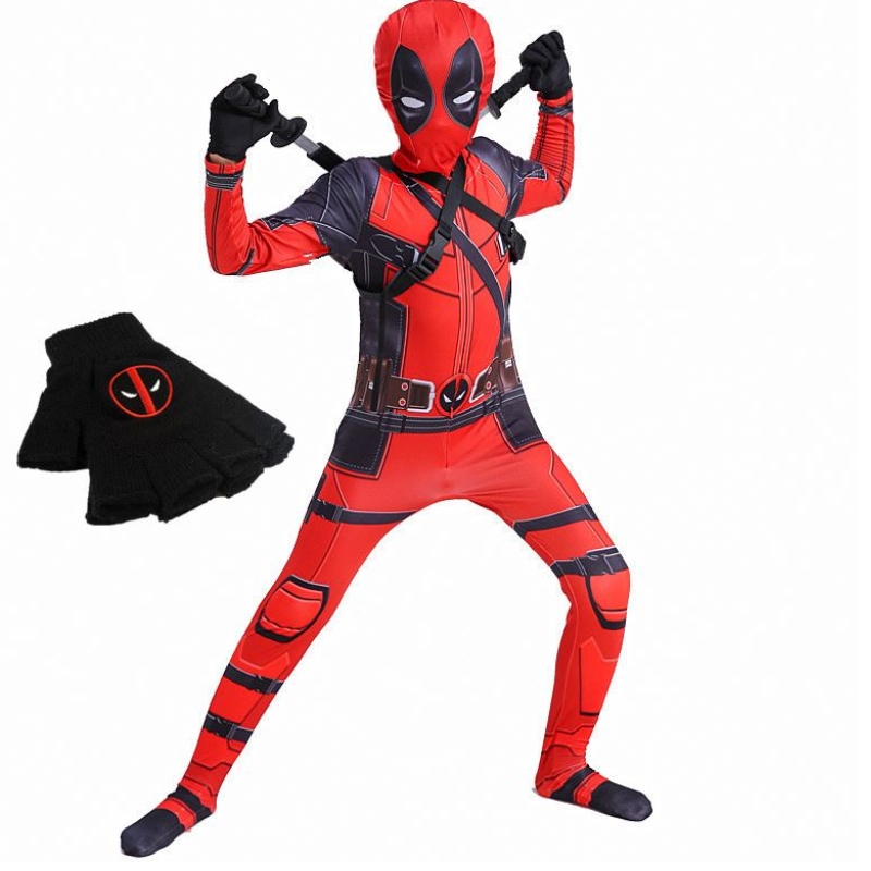 4-12y Boy Deadpoo jelmez gyerekek cosplay maszk öltöny jumpsuit Halloween Party jelmez Carnival Show Pókember jelmezek