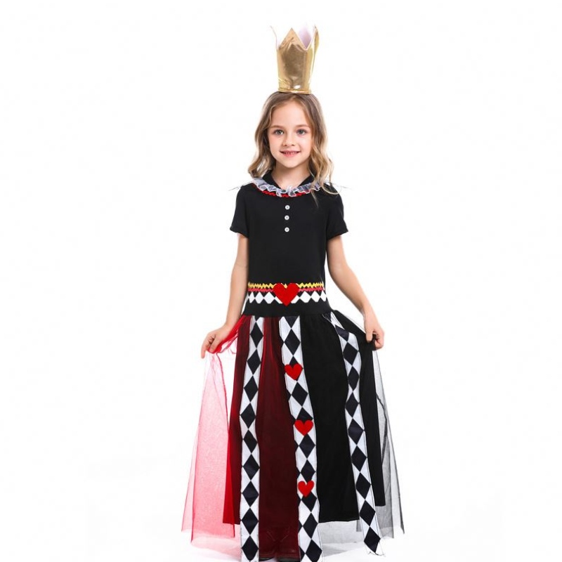 Lányok Alice a csodaországban Vörös Királynő Szív cosplay jelmez gyerekek Halloween Performance Fancy Party ruha Gyerekek Királynő cosplay