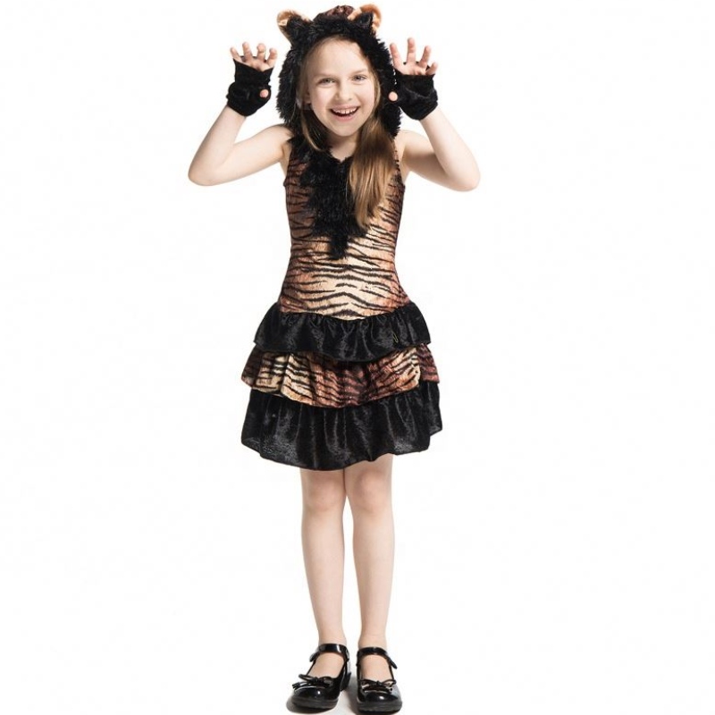 Forró értékesítési lányok Halloween Animal Cosplay jelmez Halloween Party Tiger divatos jelmez gyerekeknek