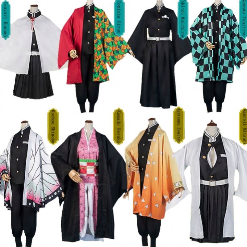 Forró eladás Anime Demon Slayer Kimetsu No Yaiba Tanjirou Kamado Nezuko cosplaynők és férfiak Kimono cosplay jelmezkészletek