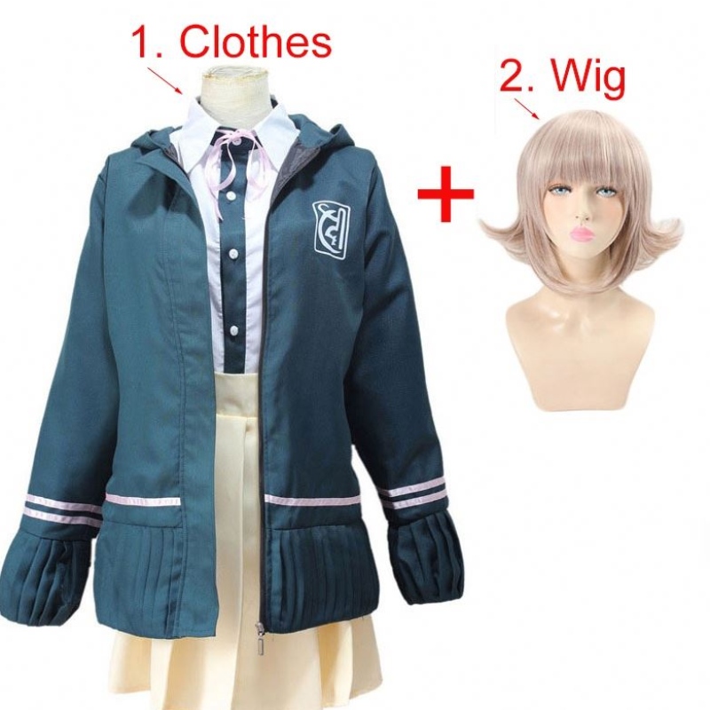 Középiskolás diákok Egységes Anime danganronpananami chiaki cosplay jelmez hosszú ujjú rövid szoknya loli szoknya
