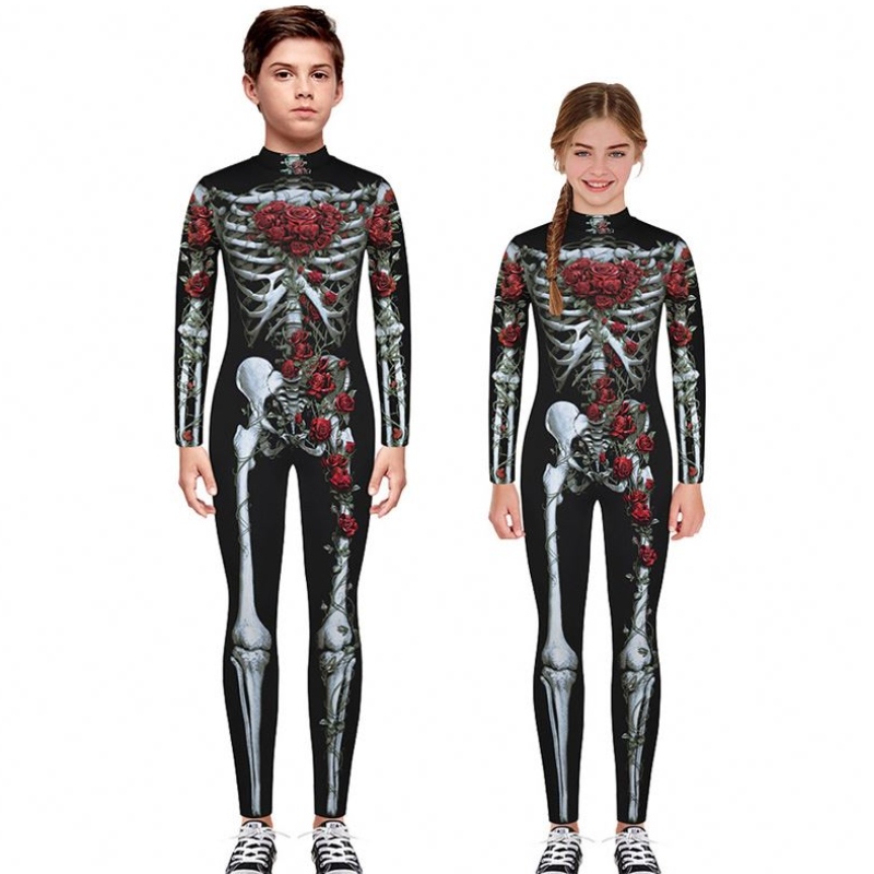Halloween ijesztő cosplay jelmezek gyerekeknek csontváz bodysuit ördög vámpír karnevál párt ruházat koponya ruha jumpsuit