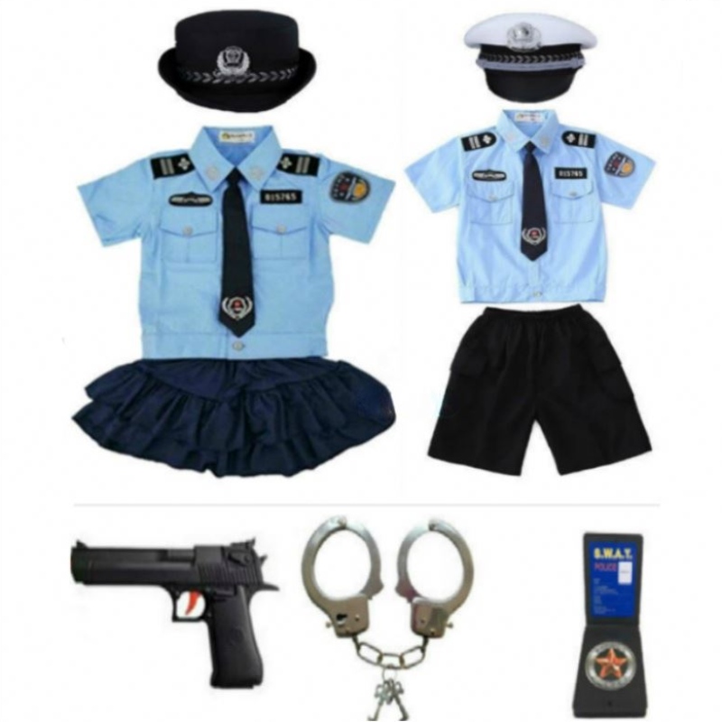 Új gyerekgyermekes rendőr tiszt egységes Halloween jelmez fiúk lányok férfi cosplay öltöny bilincskel