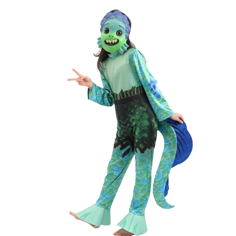 Új stílusú gyerekek film tengeri szörnyeteg cosplay jumpsuit fiúk Luca Halloween jelmezek gyerekeknek