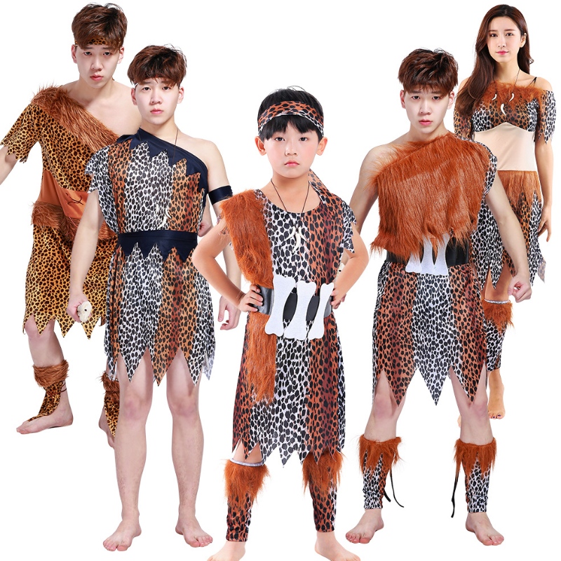 Forró eladás felnőtt Halloween cosplay afrikai primitív vadember jelmez gyerekek indiai vadon élő jelmez