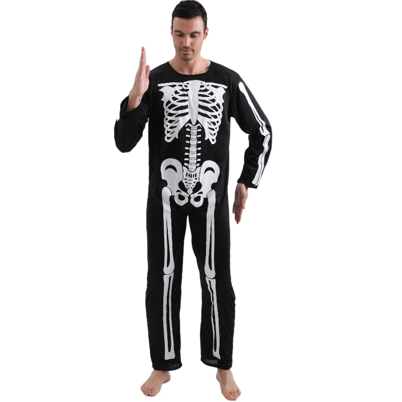 2022 Amazon felnőtt felnőtt jumpsuit Halloween Party jelmez -jumpsuit csontváz csontnyomtatás férfiak számára